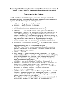 Referee Report for “Randomly Generated Triangles Whose Vertices are Vertices... a Regular Polygon,” submitted to Rose-Hulman Undergraduate Math Journal