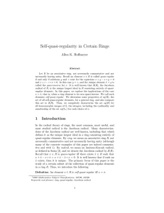 Self-quasi-regularity in Certain Rings Allen K. Hoffmeyer