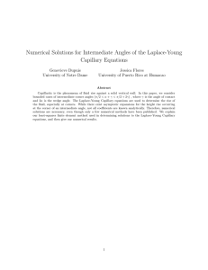 Numerical Solutions for Intermediate Angles of the Laplace-Young Capillary Equations Genevieve Dupuis