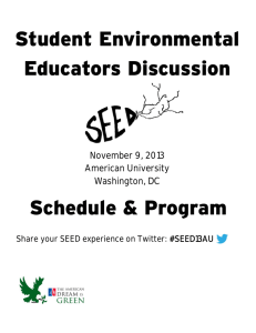 Student Environmental Educators Discussion Schedule &amp; Program