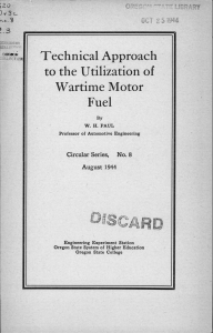 Technical Approach to the Utilization of Wartime Motor Fuel