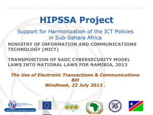 HIPSSA Project  Support for Harmonization of the ICT Policies in Sub-Sahara Africa