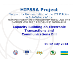 HIPSSA Project  Support for Harmonization of the ICT Policies in Sub-Sahara Africa