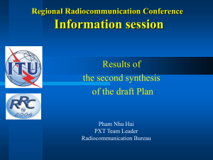 Information session Results of the second synthesis of the draft Plan