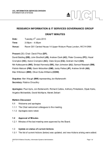 RESEARCH INFORMATION &amp; IT SERVICES GOVERNANCE GROUP DRAFT MINUTES :