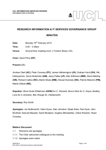 RESEARCH INFORMATION &amp; IT SERVICES GOVERNANCE GROUP MINUTES :