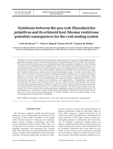 Dissodactylus potential consequences for the crab mating system primitivus *, Thierry Rigaud