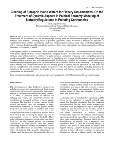 Cleaning of Eutrophic Inland Waters for Fishery and Amenities: On... Treatment of Dynamic Aspects in Political Economy Modeling of