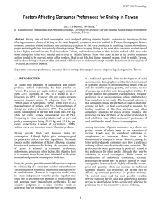 Factors Affecting Consumer Preferences for Shrimp in Taiwan