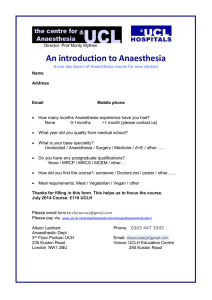 UCL An introduction to Anaesthesia  the centre for