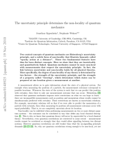 The uncertainty principle determines the non-locality of quantum mechanics Jonathan Oppenheim