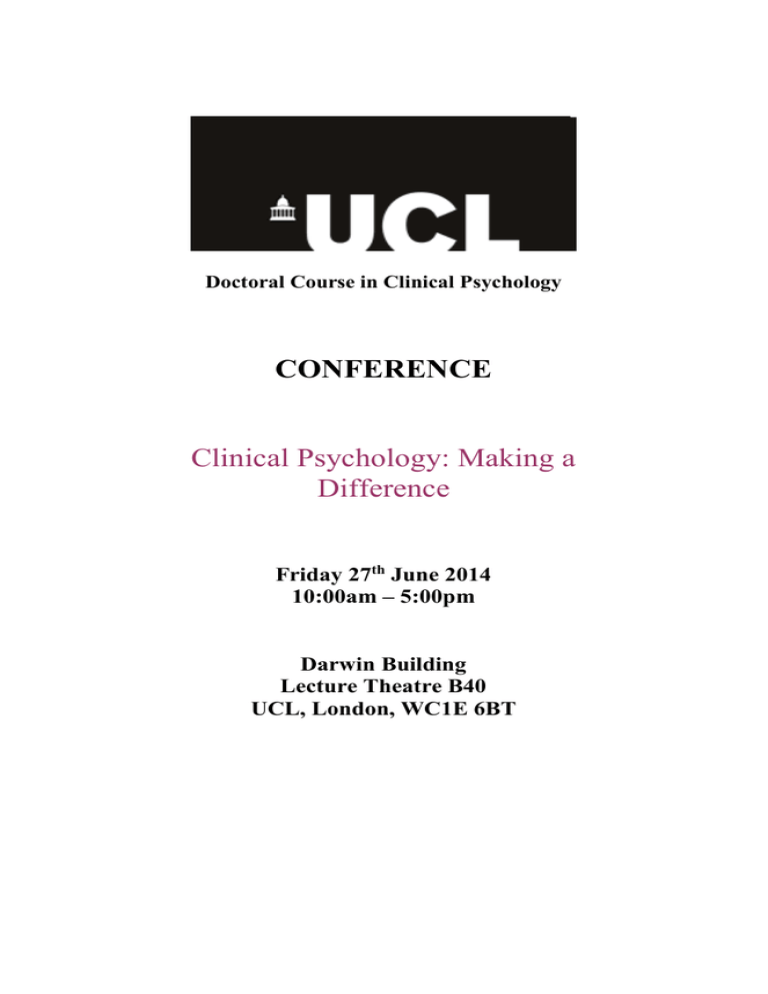 CONFERENCE Clinical Psychology Making a Difference