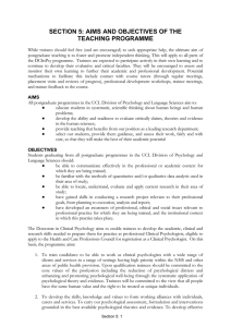 SECTION 5: AIMS AND OBJECTIVES OF THE TEACHING PROGRAMME