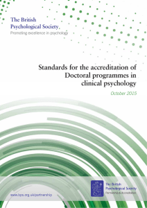 Standards for the accreditation of Doctoral programmes in clinical psychology The British