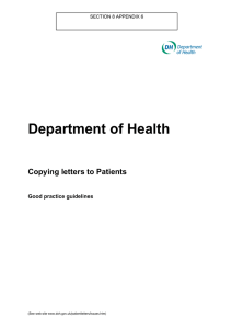 Department of Health Copying letters to Patients Good practice guidelines