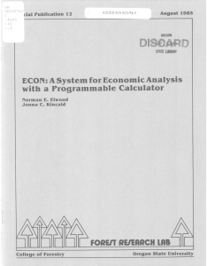 with a Programmable Calculator Economic Analysis ECON: A System for FOREJT RE/BIRCH LAB
