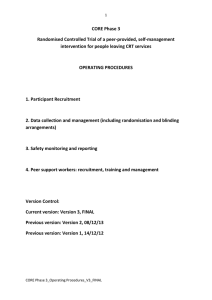 CORE Phase 3 Randomised Controlled Trial of a peer-provided, self-management