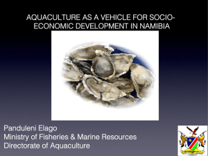 AQUACULTURE AS A VEHICLE FOR SOCIO- ECONOMIC DEVELOPMENT IN NAMIBIA Panduleni Elago