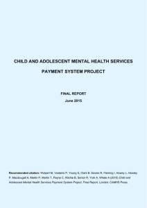 CHILD AND ADOLESCENT MENTAL HEALTH SERVICES PAYMENT SYSTEM PROJECT FINAL REPORT June 2015