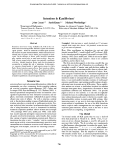 Intentions in Equilibrium John Grant Sarit Kraus Michael Wooldridge