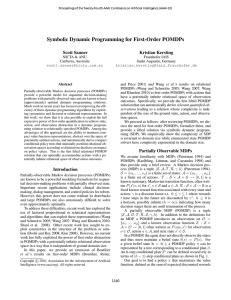 Symbolic Dynamic Programming for First-Order POMDPs Scott Sanner Kristian Kersting