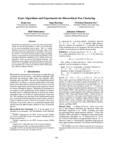 Exact Algorithms and Experiments for Hierarchical Tree Clustering Jiong Guo Sepp Hartung