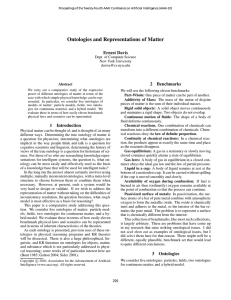 Ontologies and Representations of Matter Ernest Davis 2 Benchmarks