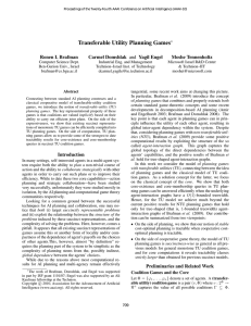 Transferable Utility Planning Games Ronen I. Brafman Carmel Domshlak and Yagil Engel