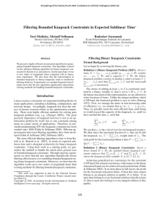 Filtering Bounded Knapsack Constraints in Expected Sublinear Time Radoslaw Szymanek