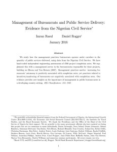 Management of Bureaucrats and Public Service Delivery: Imran Rasul Daniel Rogger