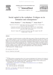 Social capital in the workplace: Evidence on its formation and consequences