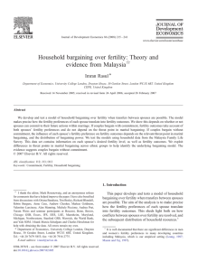 Household bargaining over fertility: Theory and evidence from Malaysia Imran Rasul ⁎