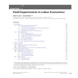 2 Field Experiments in Labor Economics CHAPTER List