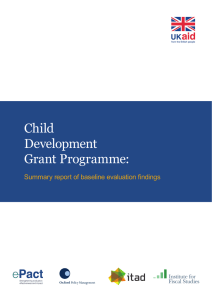 Child Development Grant Programme: Summary report of baseline evaluation findings