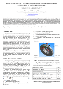 STUDY OF THE THERMAL BEHAVIOUR OF DRY CONTACTS IN THE... « APPLICATION OF SOFTWARE ANSYS v11.0»