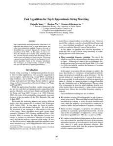 Fast Algorithms for Top-k Approximate String Matching Zhenglu Yang Jianjun Yu Masaru Kitsuregawa