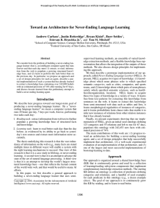 Toward an Architecture for Never-Ending Language Learning Andrew Carlson , Justin Betteridge