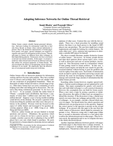Adopting Inference Networks for Online Thread Retrieval Sumit Bhatia and Prasenjit Mitra