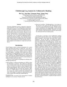 Clickthrough Log Analysis by Collaborative Ranking Bin Cao , Dou Shen