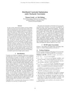 Distributed Constraint Optimization under Stochastic Uncertainty Thomas L´eaut´e and Boi Faltings