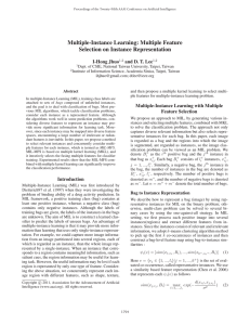 Multiple-Instance Learning: Multiple Feature Selection on Instance Representation I-Hong Jhuo