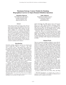 Maximum Entropy Context Models for Ranking Alejandro Figueroa John Atkinson