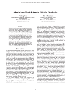 Adaptive Large Margin Training for Multilabel Classiﬁcation Yuhong Guo Dale Schuurmans