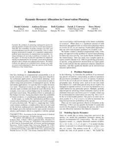 Dynamic Resource Allocation in Conservation Planning Daniel Golovin Andreas Krause Beth Gardner