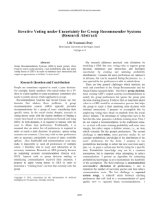 Iterative Voting under Uncertainty for Group Recommender Systems (Research Abstract) Lihi Naamani-Dery