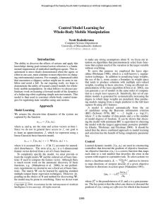 Control Model Learning for Whole-Body Mobile Manipulation Scott Kuindersma Introduction