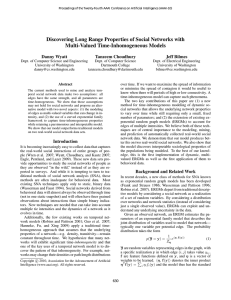 Discovering Long Range Properties of Social Networks with Multi-Valued Time-Inhomogeneous Models