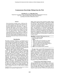 Commonsense Knowledge Mining from the Web Chi-Hsin Yu and Hsin-Hsi Chen