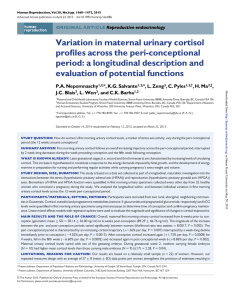 Variation in maternal urinary cortisol proﬁles across the peri-conceptional