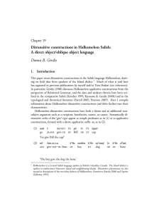 Ditransitive constructions in Halkomelem Salish: A direct object/oblique object language Chapter 19